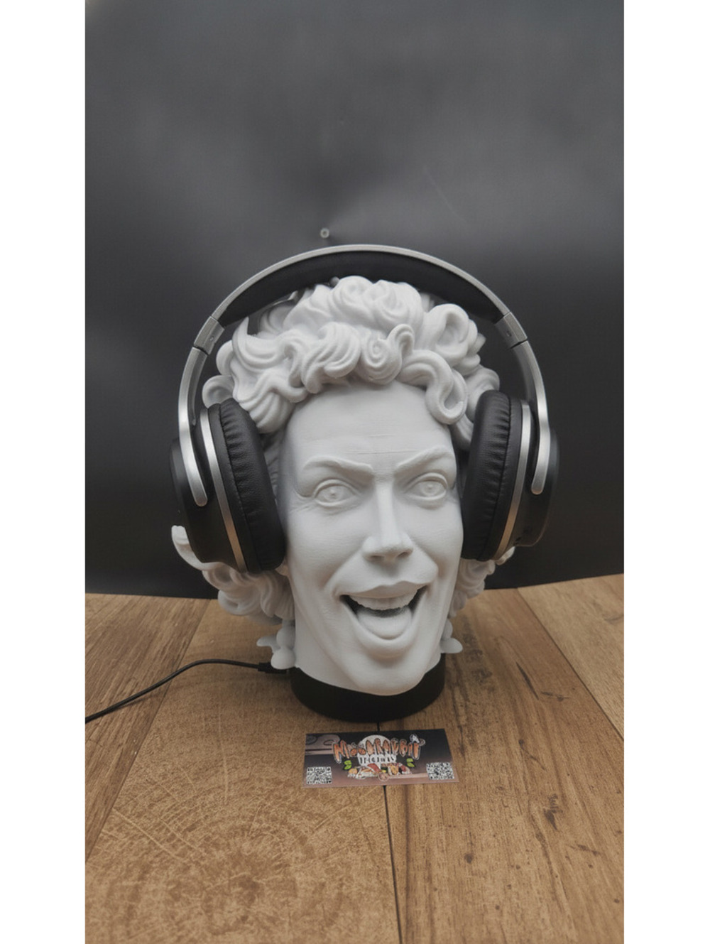 Tim Curry Headphone Stand, Rocky Horror Headset Holder with Frank-N-Furter Bust